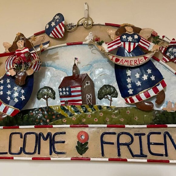 Americana Toleware 3D Patriotic Folk Art Tin Sign/ Wall Decor - Picture 16 of 16